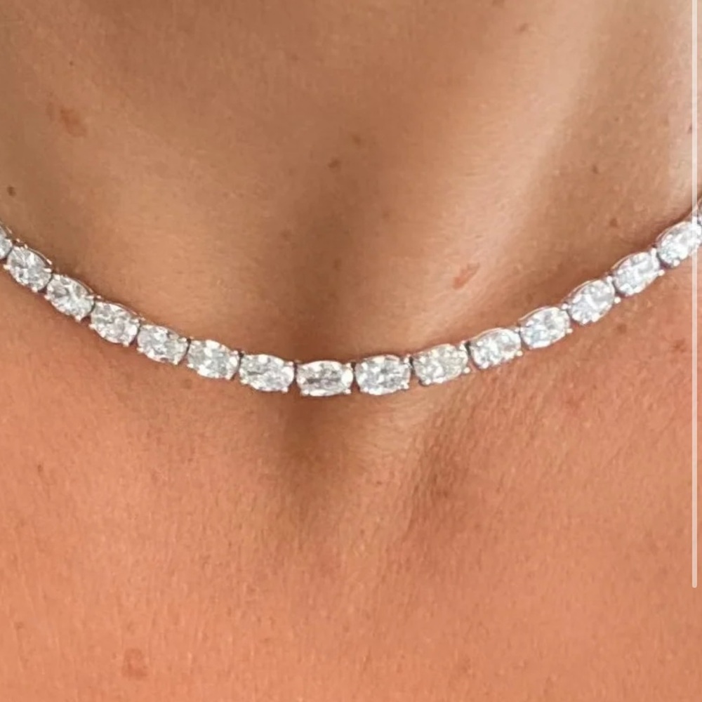 28ct Oval Tennis Necklace - Picture 6 of 15